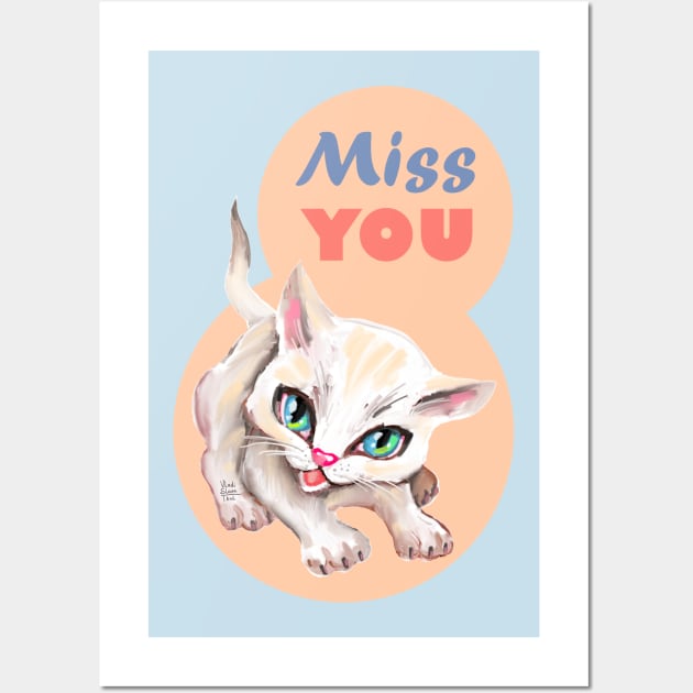 Sweet cute white kitten best friend. Love you cat. Wall Art by Rukki Zukki Art